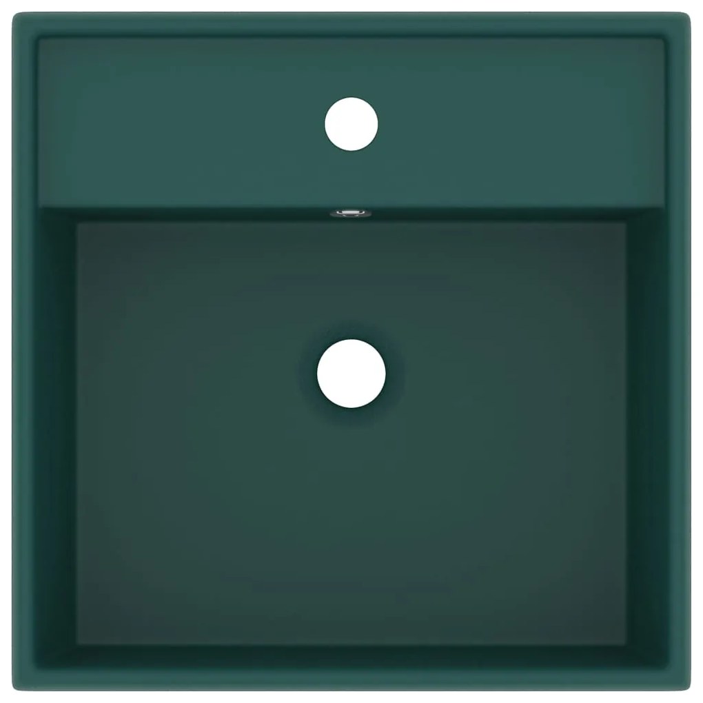 Lavatório luxuoso quadrado 41x41 cm cerâmica verde-escuro mate