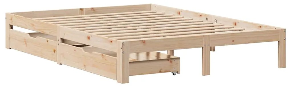 Estrutura de cama c/ gavetas 140x190 cm madeira de pinho maciça