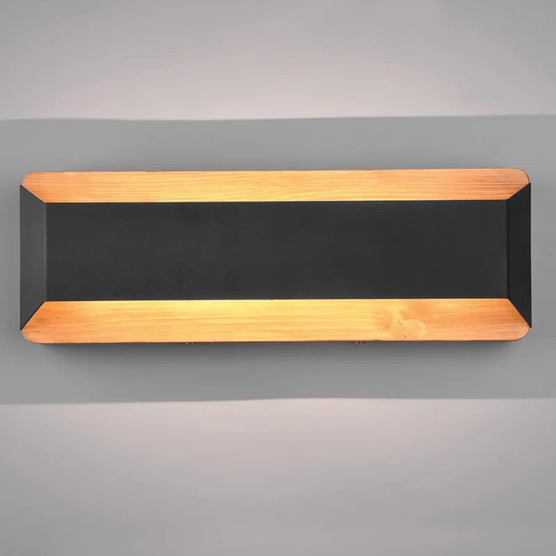 Candeeiro de parede preto 35 cm com LED regulável em 3 níveis - Tyko Moderno