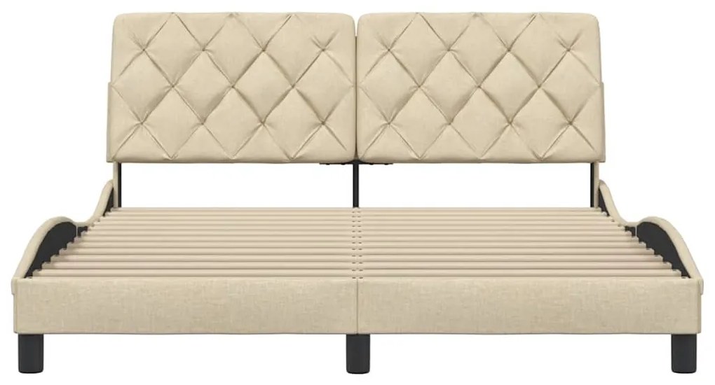 Estrutura de cama sem colchão 160x200 cm tecido cor creme