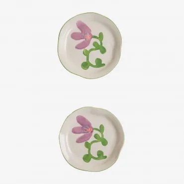 Pack De 2 Pratos De Sobremesa Em Grés Marneda Multicor Classic - Sklum