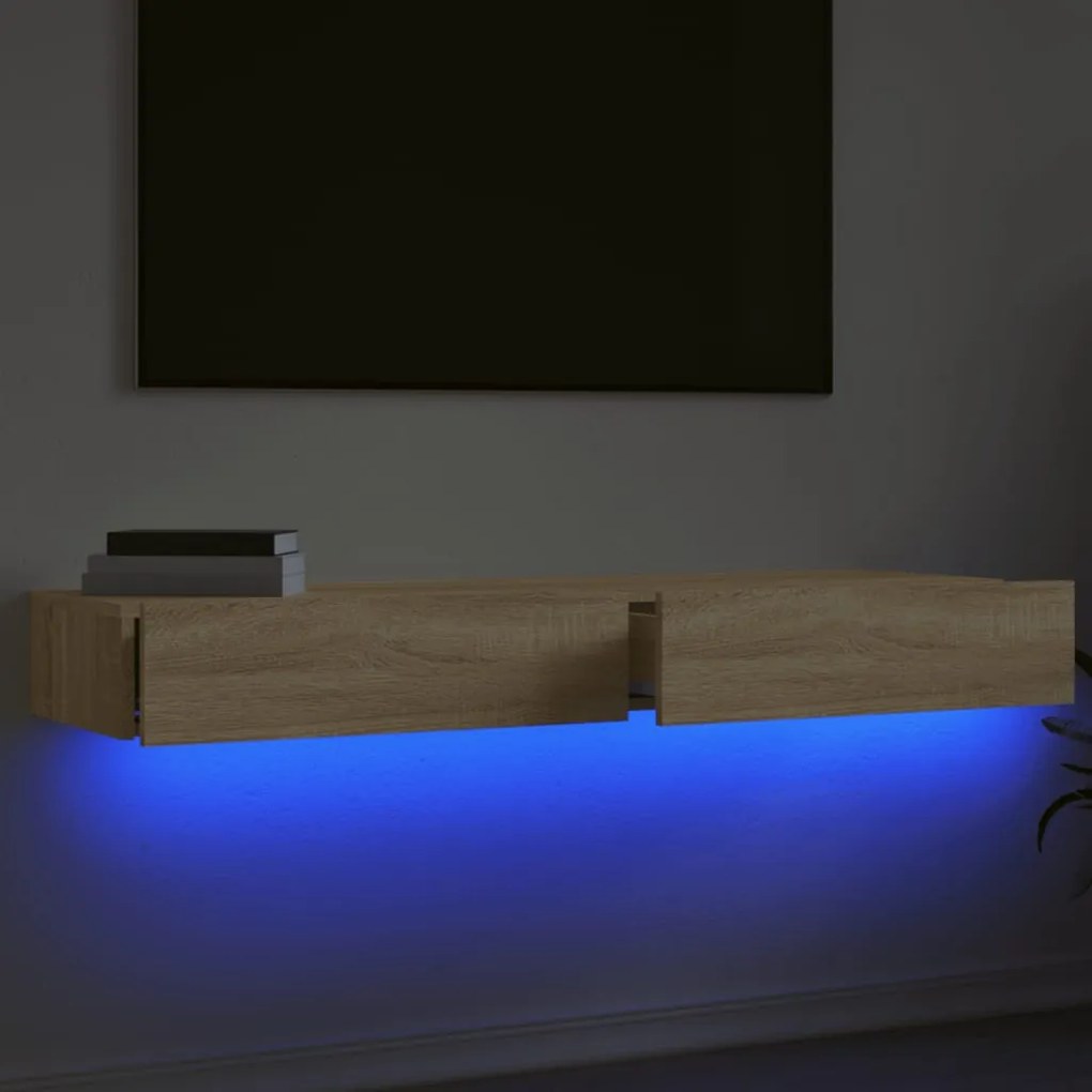 Móveis de TV com luzes LED 2 pcs 60x35x15,5 cm carvalho sonoma