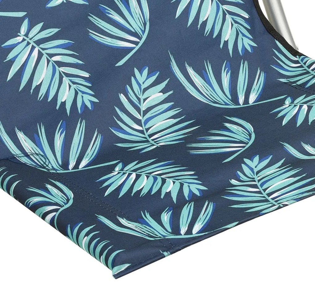 Cadeiras de praia dobráveis 2 pcs tecido padrão de folhas