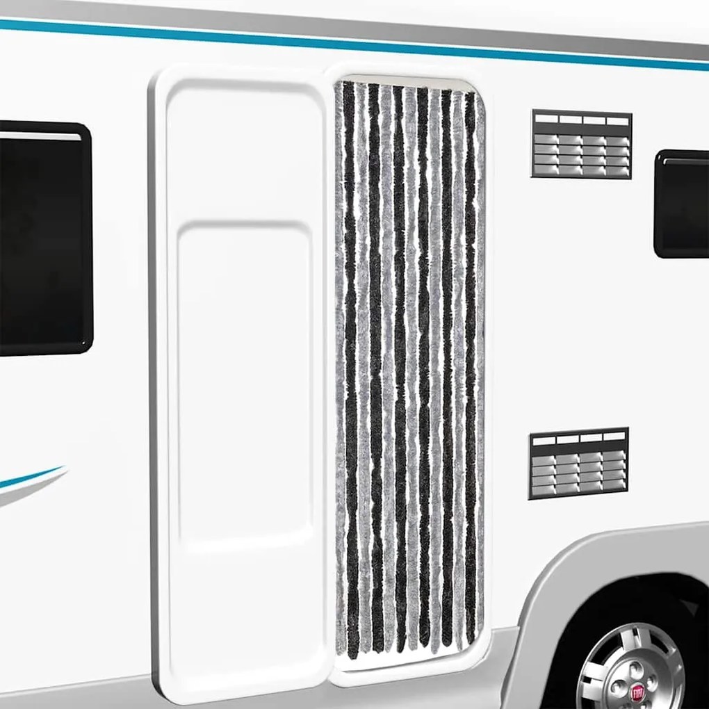 vidaXL Cortina anti-insetos 56x200 cm chenille verde e branco