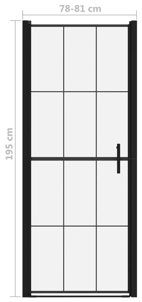 Porta de chuveiro vidro temperado 81x195 cm preto