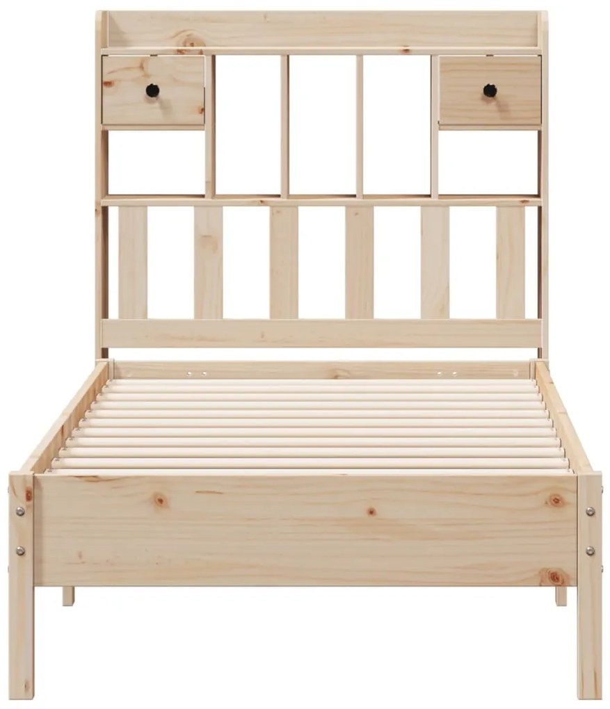 Cama com estante sem colchão 75x190 cm pinho maciço