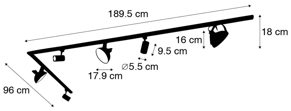 Sistema de calhas monofásico com 6 focos brancos ajustáveis - Magnax Jeana Moderno