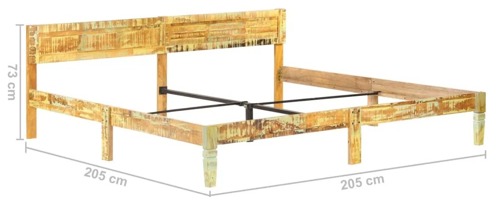 Estrutura de cama madeira recuperada maciça 200x200 cm