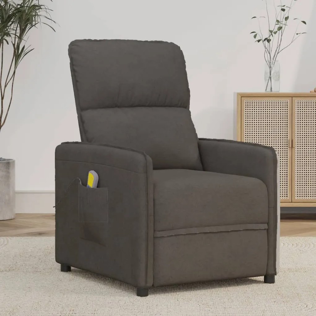 vidaXL Poltrona de massagens tecido microfibra cinza-escuro
