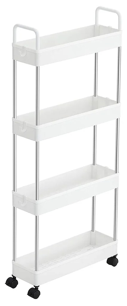 Carro de arrumação estreito com 4 prateleiras para cozinha | SONGMICS | 40 x 13 x 93 cm | branco | KSC018W01.