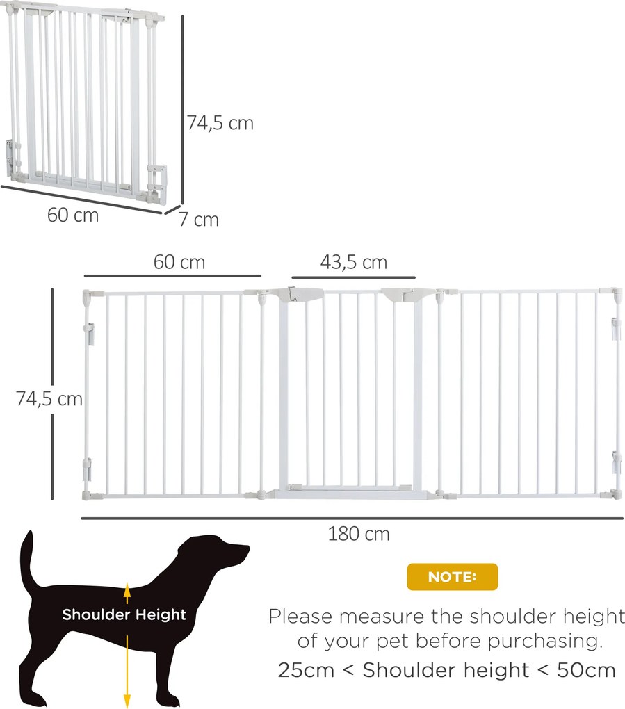 Barreira de Segurança para Animais de Estimação Barreira Dobrável de 5 Painéis 180x74,5 cm Branco