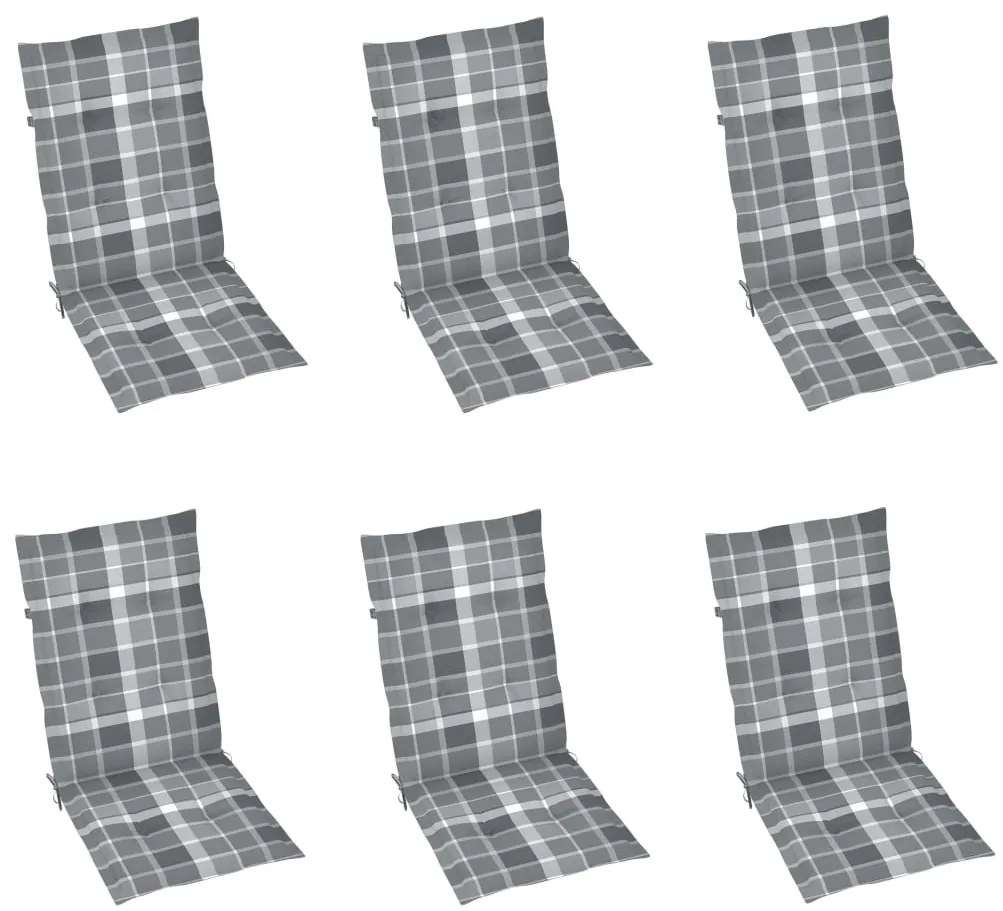 Cadeiras de jardim dobráveis c/ almofadões 6 pcs acácia maciça