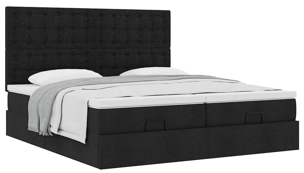 63 / 5,000vidaXL Estrutura de cama otomana com colchões tecido preto