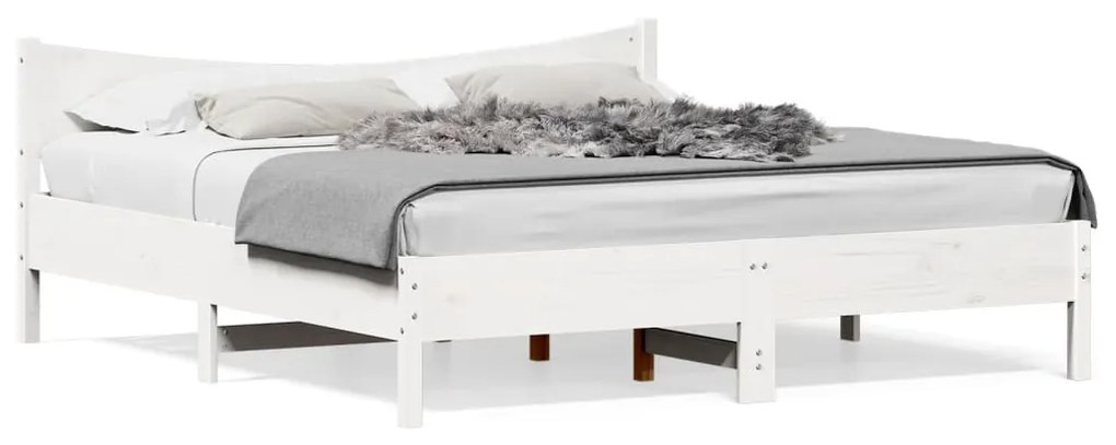 vidaXL Cama sem colchão 200x200 cm madeira de pinho maciça branco