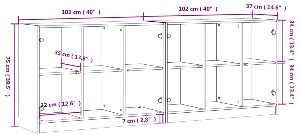 Estante c/ portas 204x37x75 cm derivados madeira cinza cimento