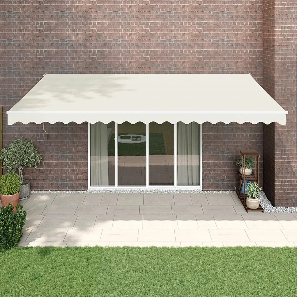 vidaXL Toldo retrátil automático 5x3 m cor creme