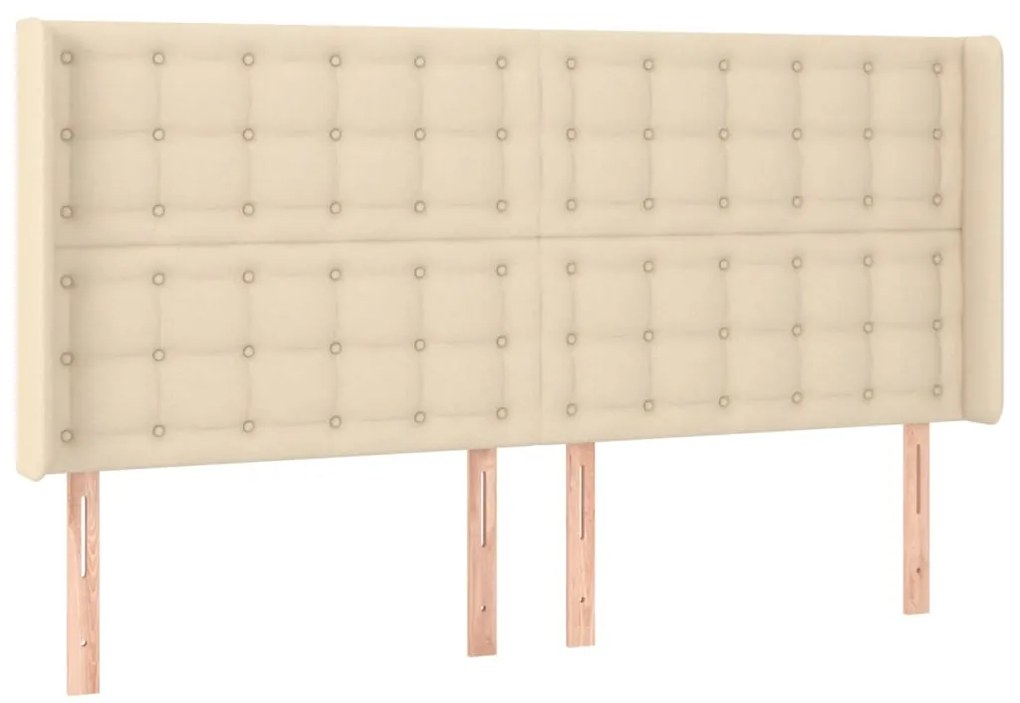 Cabeceira cama c/ luzes LED tecido 163x16x118/128 cm cor creme