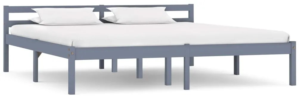Estrutura de cama 180x200 cm madeira pinho maciço cinzento