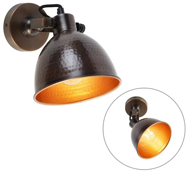 Candeeiro de parede industrial bronze com cobre ajustável - Liko Industrial