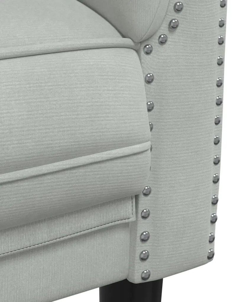3 pcs conjunto de sofás veludo cinzento-claro