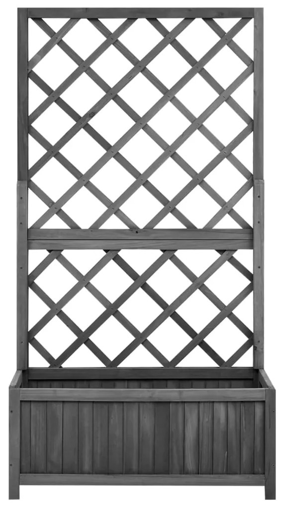 Vaso com treliça para jardim 70x30x135 cm abeto maciço preto