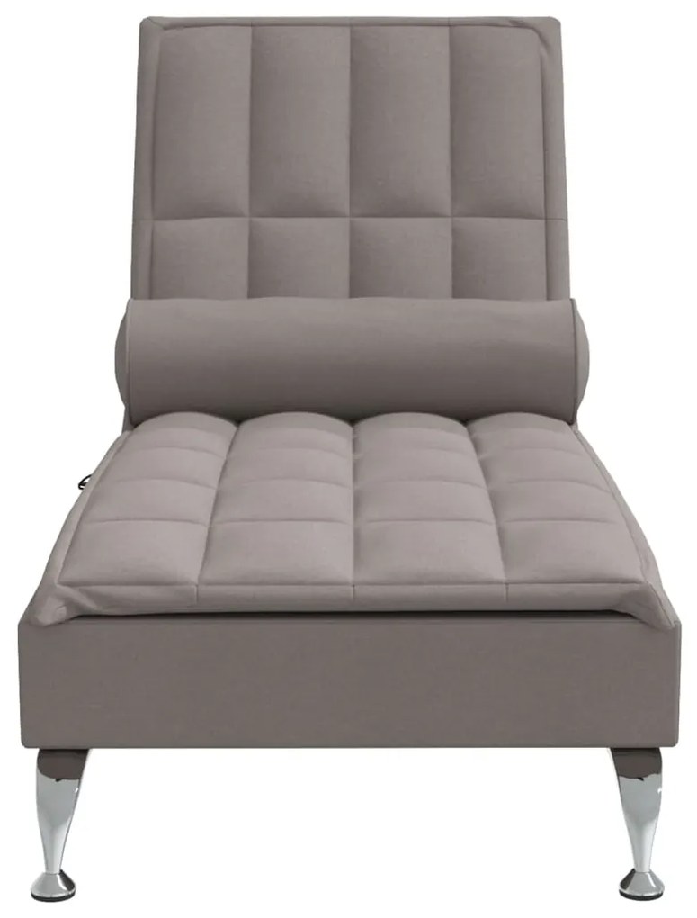 Chaise lounge de massagem com rolo tecido cinza-acastanhado