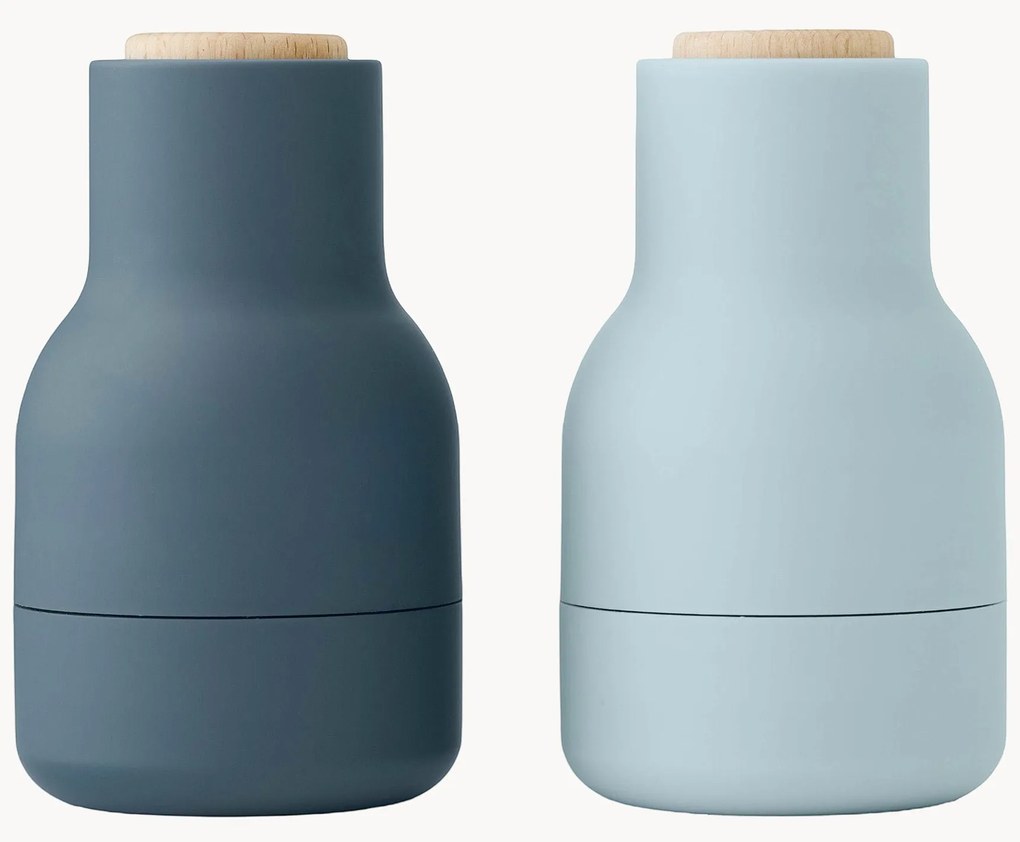 Moinhos de sal e pimenta pequenos com tampa em madeira de faia Bottle Grinder, conjunto de 2