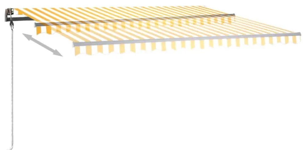Toldo retrátil manual com LED 450x350 cm amarelo e branco