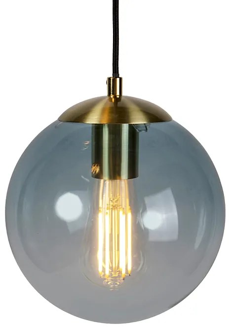 Candeeiro de suspensão Art Deco em latão com vidro azul - Pallon Art Deco