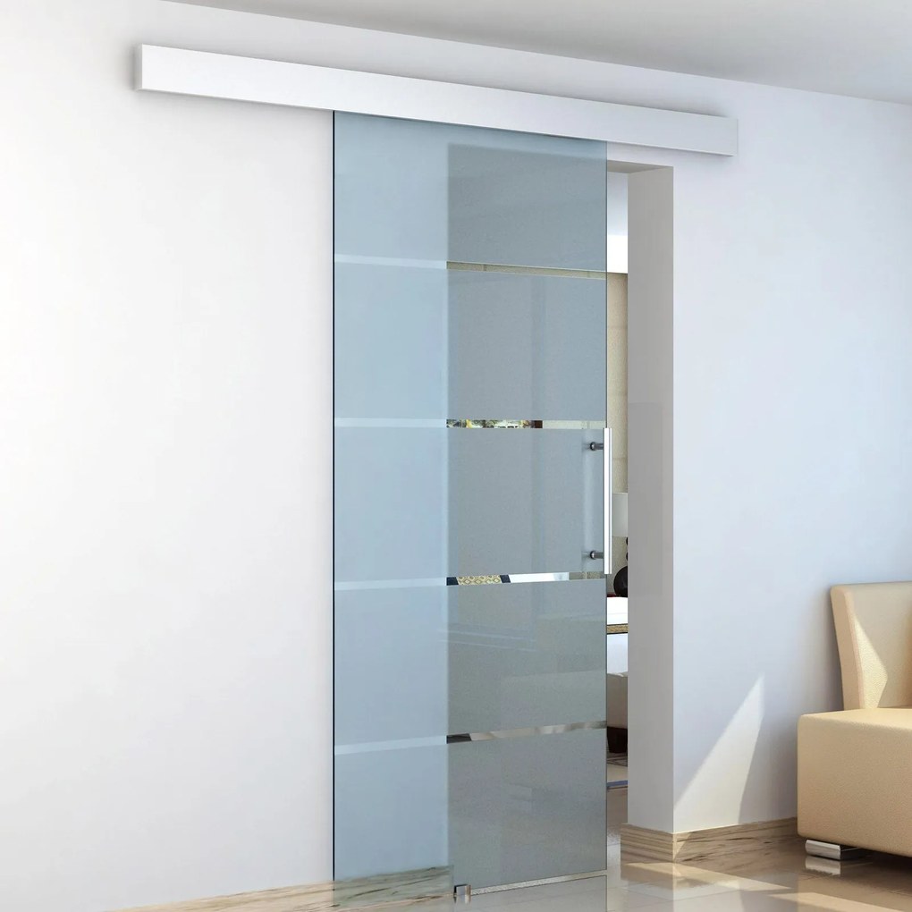 Porta de Correr de Vidro 102,5x205 cm Porta de Correr de Vidro com Tri