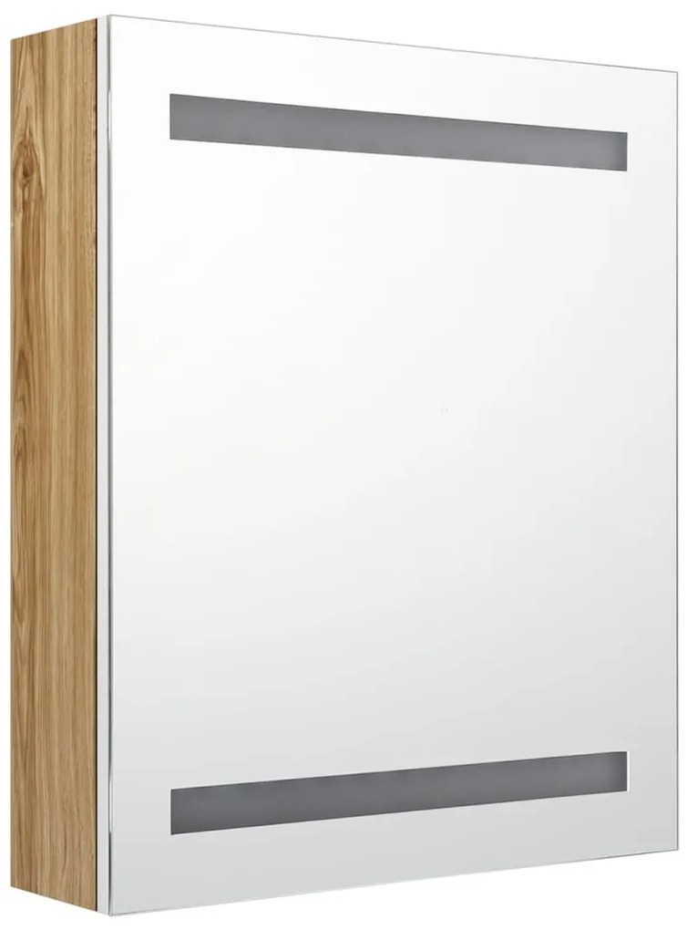Armário espelhado casa de banho LED 50x14x60 cm branco/carvalho