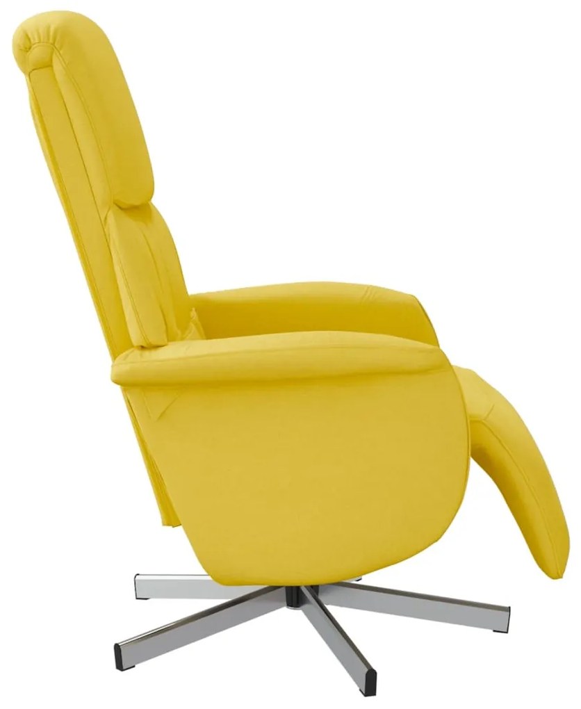 Cadeira reclinável com apoio de pés tecido amarelo-claro