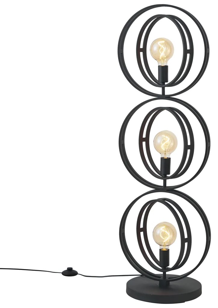 Candeeiro de pé moderno preto 3 luzes - Indu