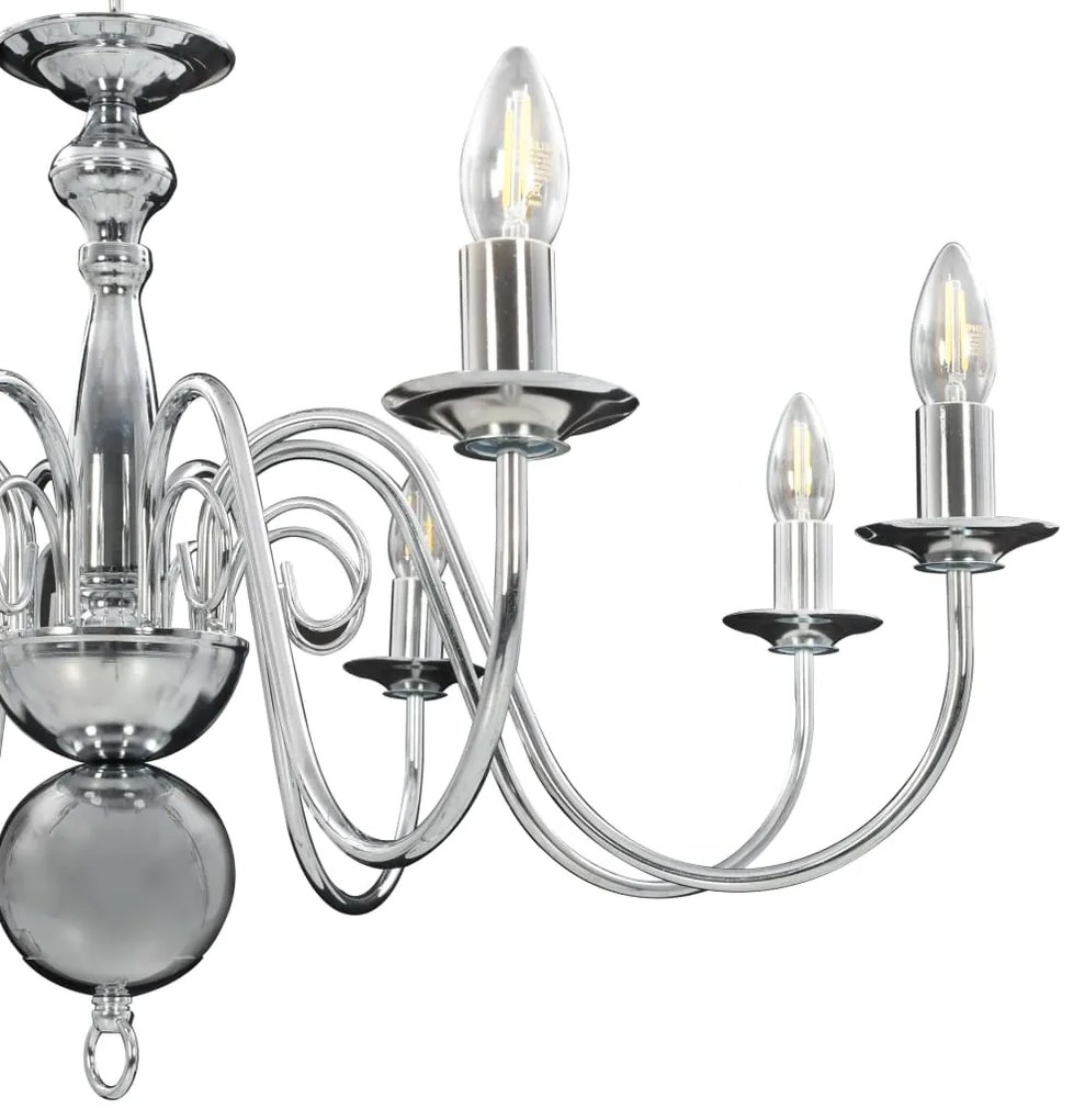 Lustre de 8 lâmpadas E14 prateado