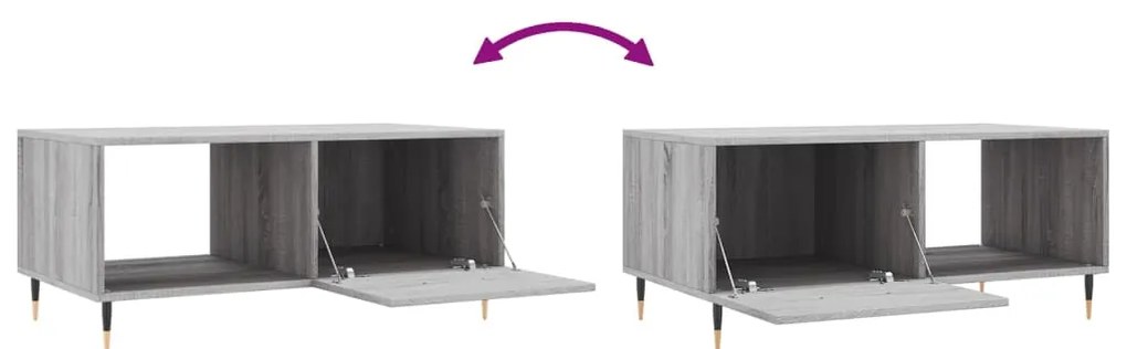 Mesa de centro 90x50x40 cm derivados de madeira cinzento sonoma