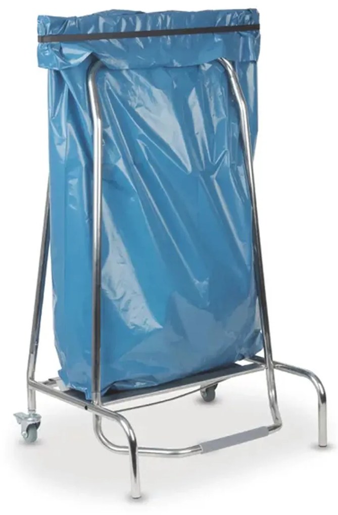 Suporte Saco Lixo Inox com Rodas e Travões Prateado 42X58X96cm