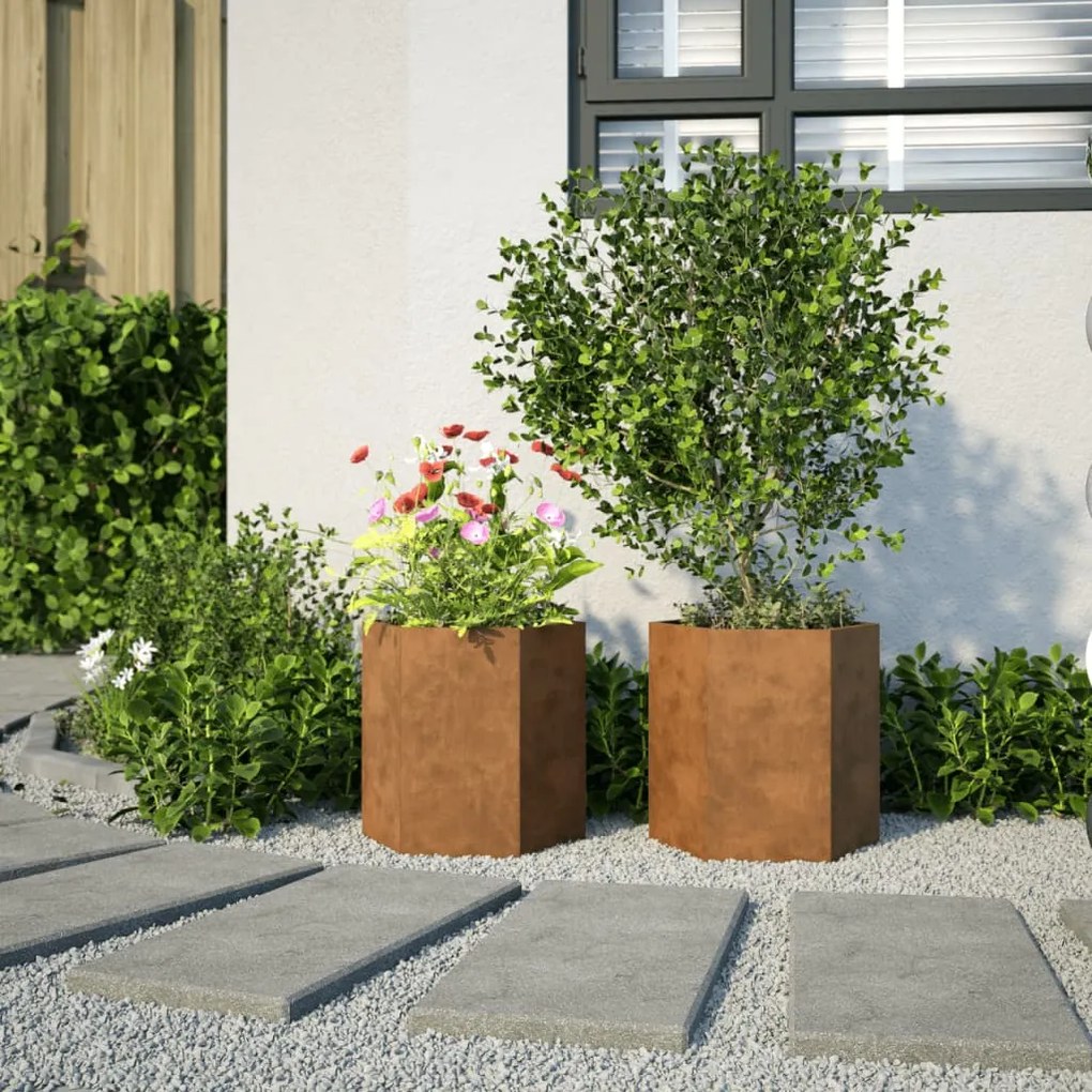 Vasos floreiras jardim hexagonal 46x40x45cm resistência ao aço