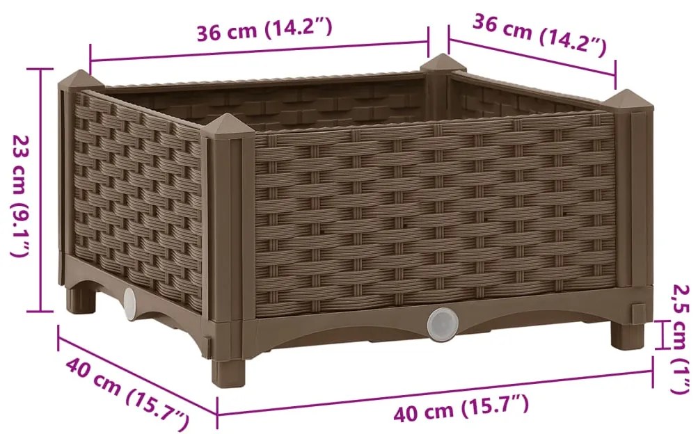 Canteiro elevado 40x40x23 cm polipropileno