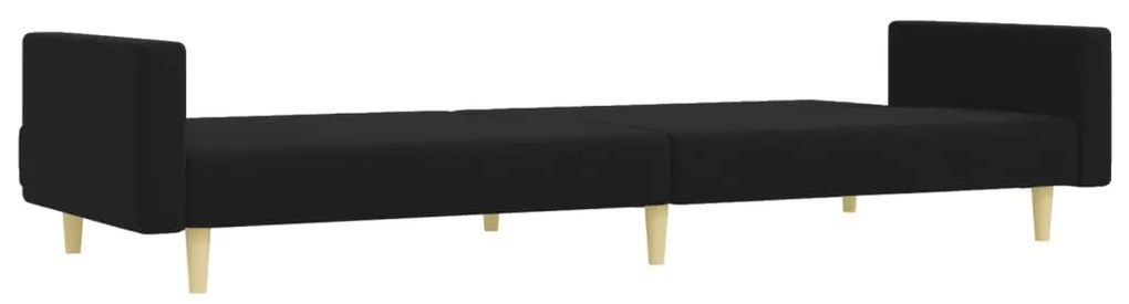 Sofá-cama de 2 lugares com apoio de pés tecido preto