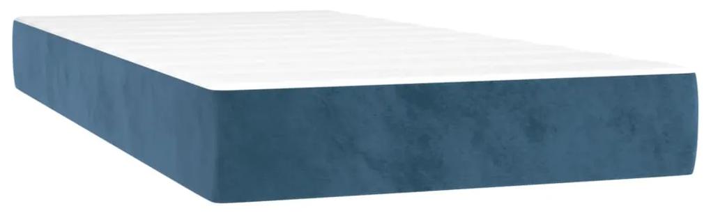 Cama box spring colchão LED 120x190cm couro artif. azul-escuro