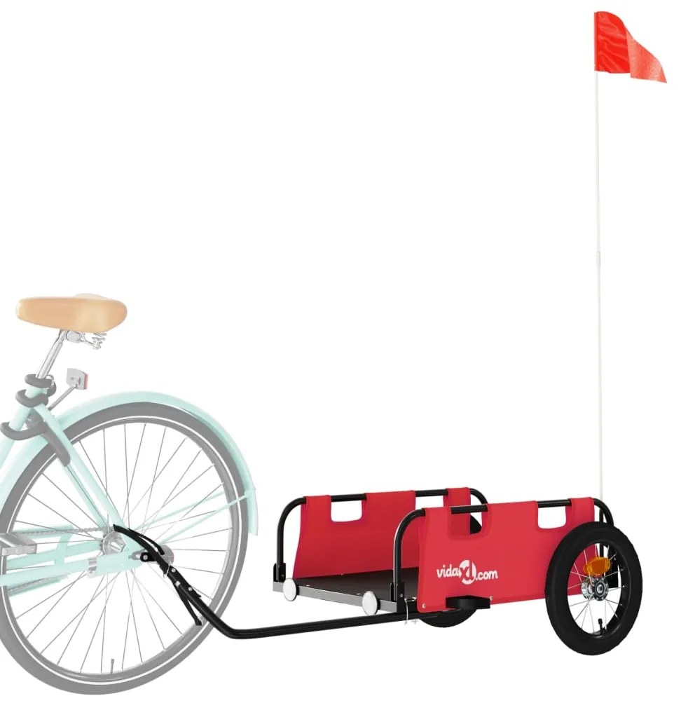 Reboque de bicicleta tecido oxford/ferro vermelho