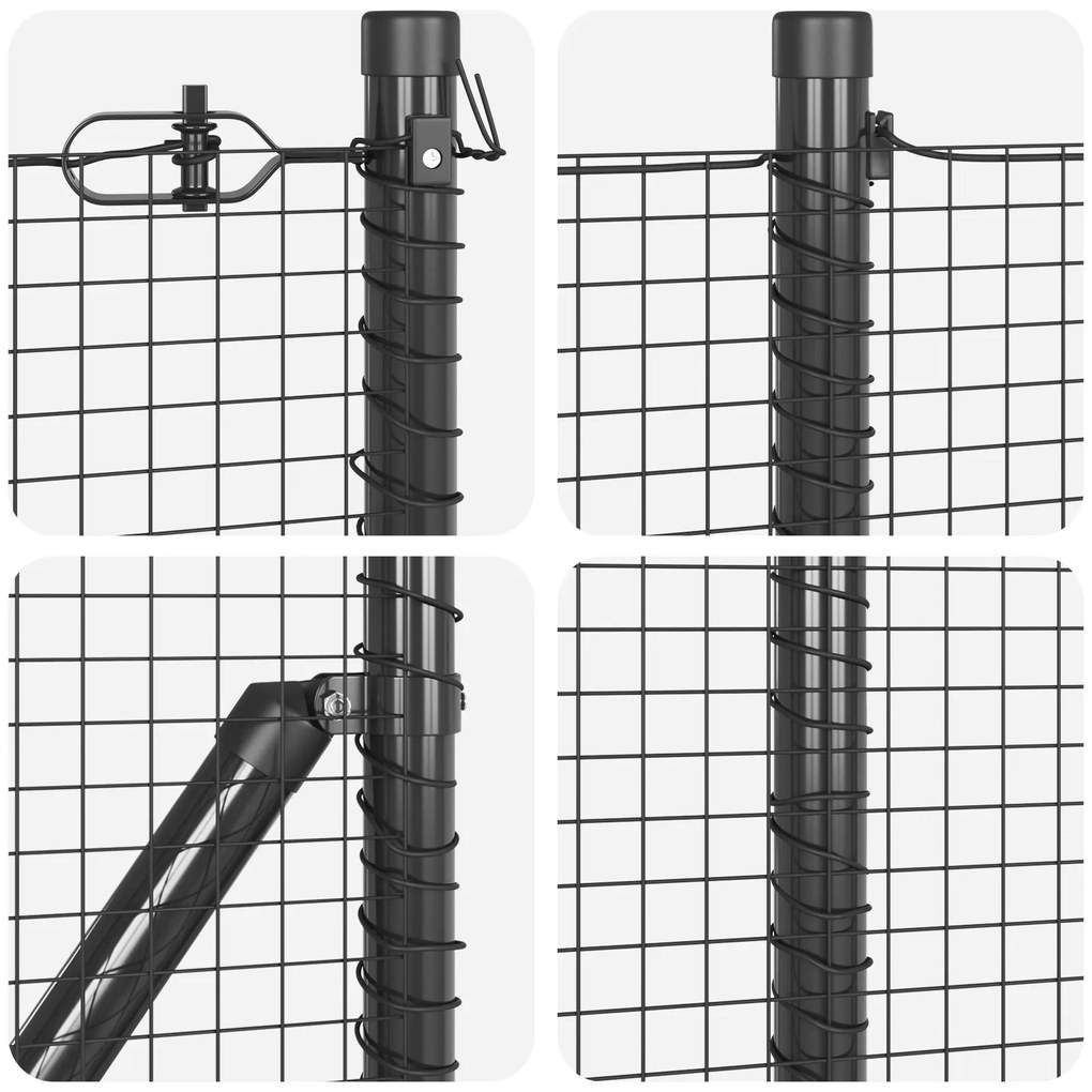Conjunto de Postes de Cerca Conjunto de 2 Cinza, Preto