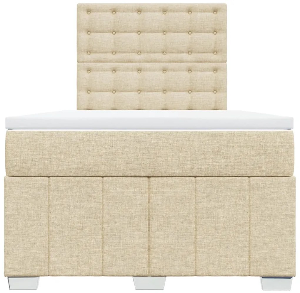 Cama boxspring com colchão 120x190 cm tecido cor creme