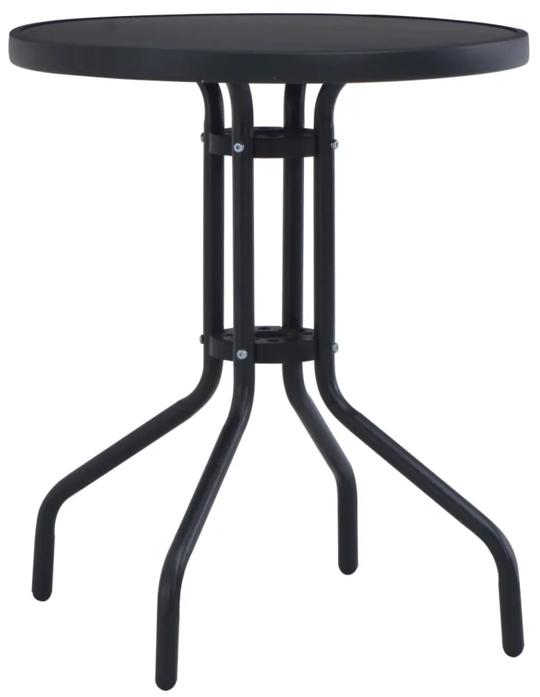 Mesa de jardim 60 cm aço e vidro preto