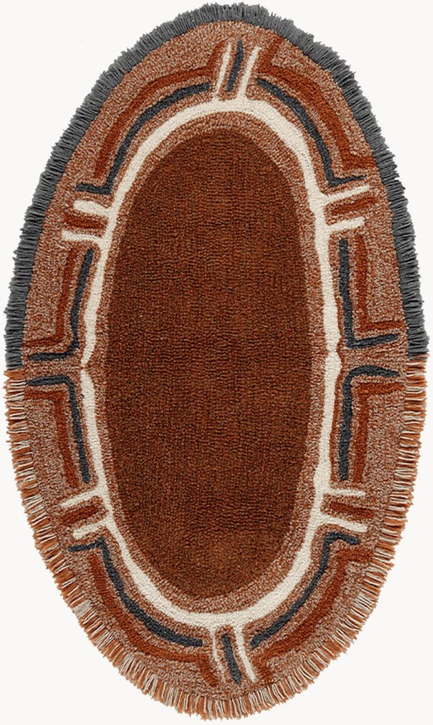 Tapete oval lavável em lã artesanal Karibu
