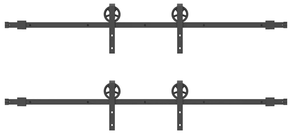 Kit de ferragens para porta deslizante 400 cm aço preto