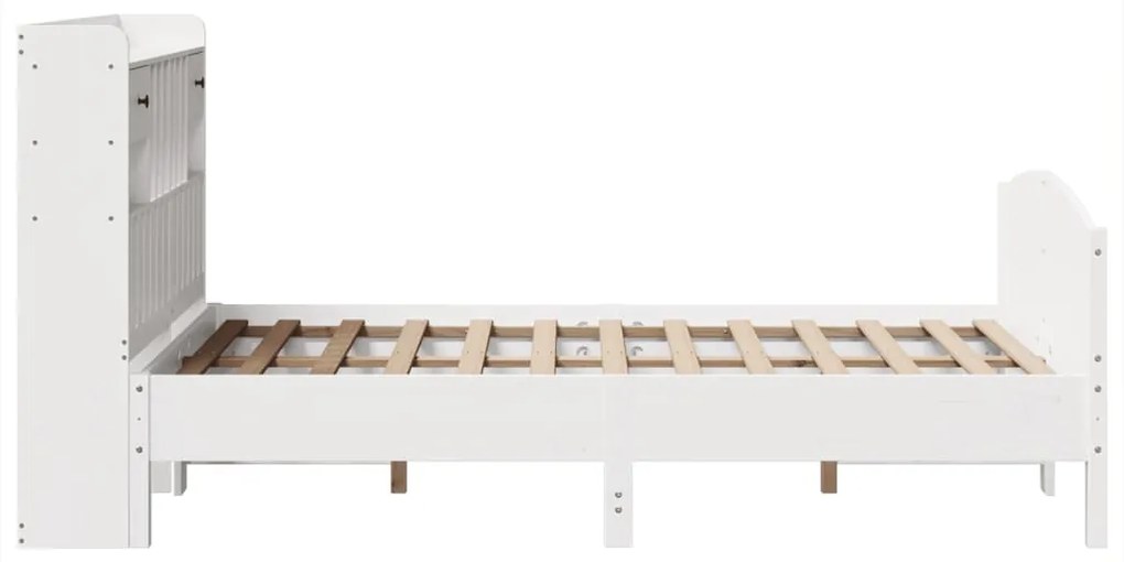 Cama com estante sem colchão 135x190 cm pinho maciço branco
