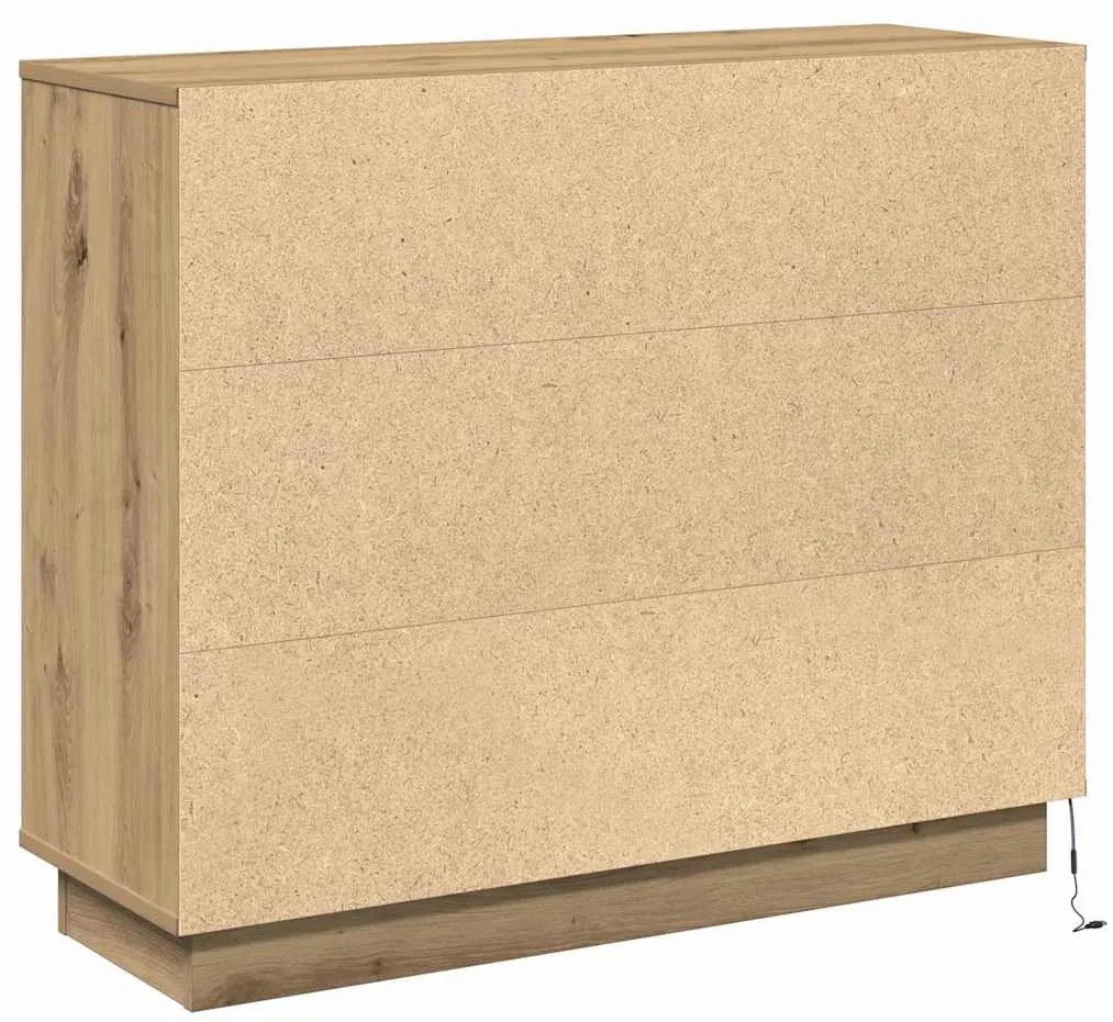 Aparador com LED Carvalho Artesanal 90x32x75 cm Madeira Derivada