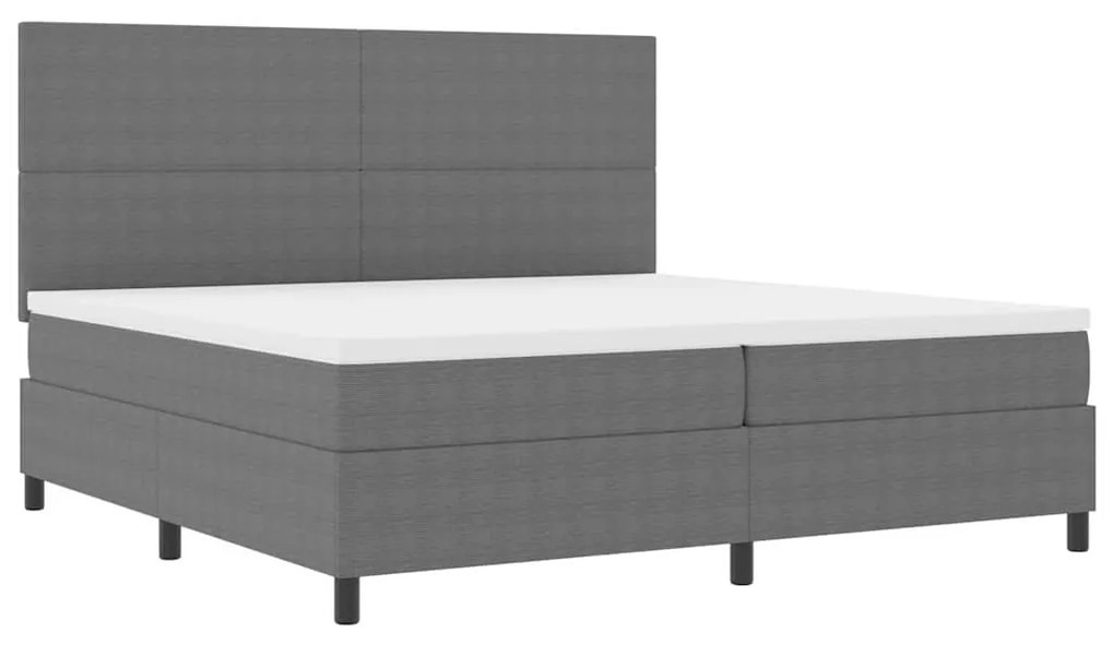 Cama Box Spring com Colchão e Luz LED Cinza 200x200 cm Tecido Cotelê