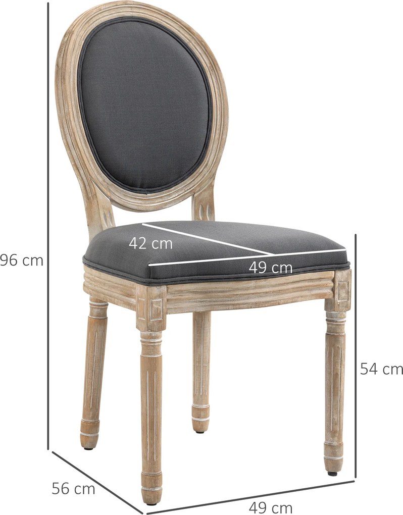 Conjunto de 2 Cadeiras sala jantar (MESA NÃO INCLUIDA) 56 x 49 x 96 cm, Cinzentas
